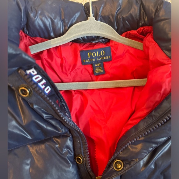 Polo Ralph Lauren Navy puffer Down Hooded Jacket  Size 4 - Picture 6 of 6